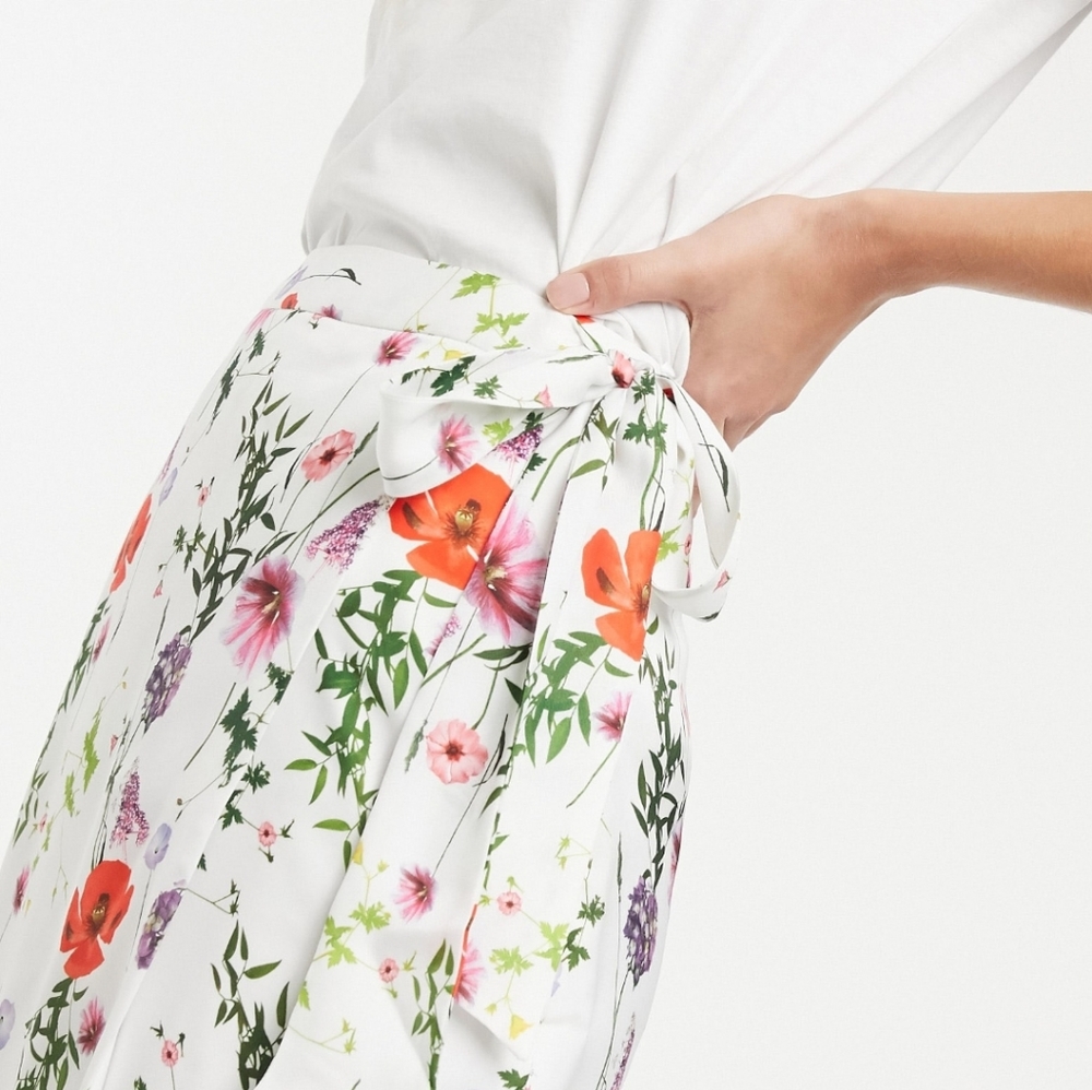 🍒NWT🍒 TED BAKER FLORAL WRAP SKIRT - Picture 6 of 8